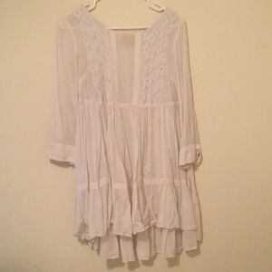 Anthropologie Maeve White Ruffle Dress